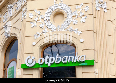 OTP Banka sign, Slovakia, Europe OTP Bank logo Hungarian bank Stock Photo