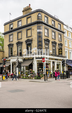 The Prince Alfred pub in Bayswater, London sits on the corner of Queensway and Porchester Gardens. Stock Photo