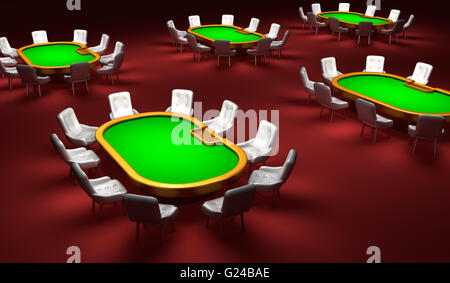 Poker room, Poker tables with chairs in the interior Stock Photo