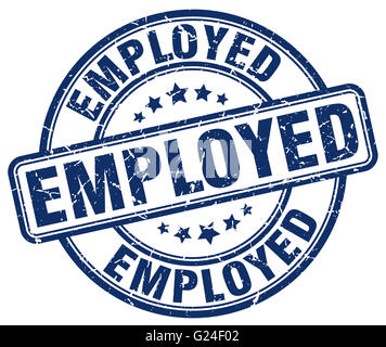 employed blue grunge round vintage rubber stamp Stock Photo - Alamy