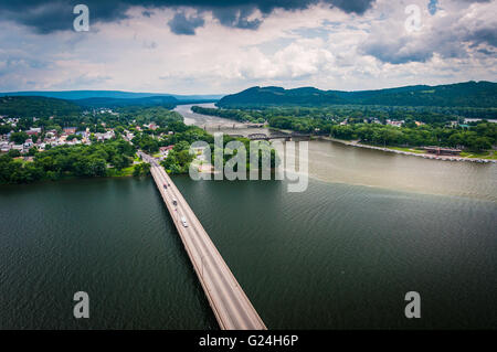 View of the Susquehanna River and Northumberland from Shikellamy State Park, Pennsylvania. Stock Photo