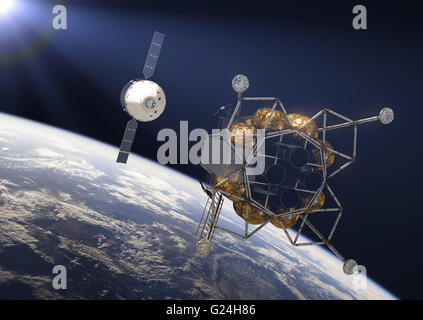 Crew Exploration Vehicle In Rays Of the Sun Stock Photo