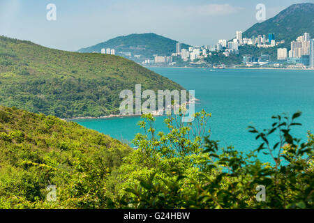 Hong Kong Island viewed from Lamma Island Stock Photo