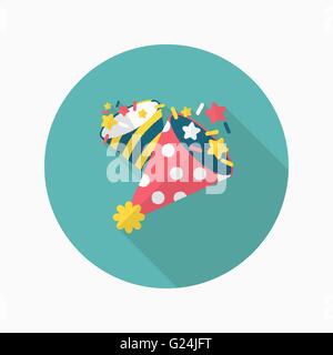 Party hat icon , Vector flat long shadow design. Stock Vector