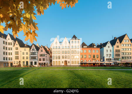 Many of colorful Houses and park in Cologne, Germany. Stock Photo