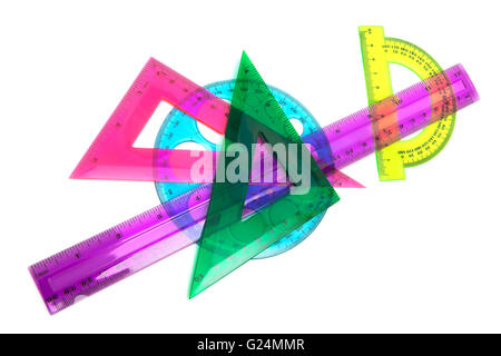 a set of measuring tools on white background Stock Photo
