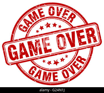 game over red grunge round vintage rubber stamp Stock Photo