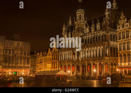 Grand Place at night, in Brussels Belgium Stock Photo