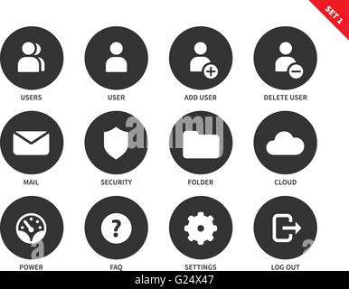 Internet account icons on white background Stock Vector