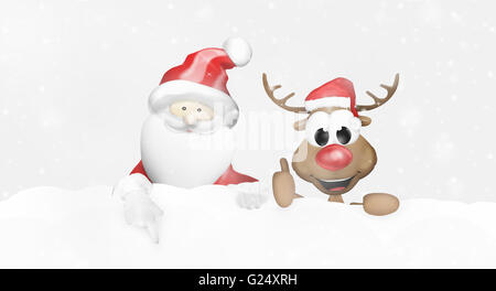 happy reindeer santa claus Stock Photo