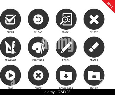 Application buttons icons on white background Stock Vector