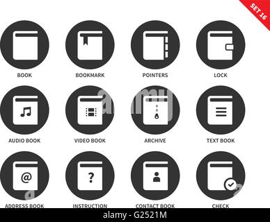 Book icons on white background Stock Vector