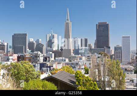 San Francisco skyline and surrounding residential area. Stock Photo