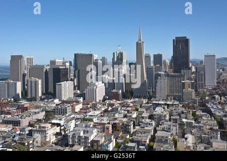 San Francisco skyline and surrounding residential area. Stock Photo