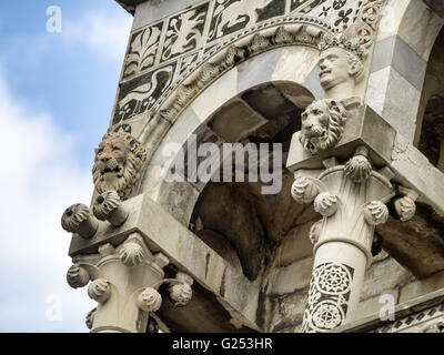 San Michele in Foro medieval church detail. Lucca, Tuscany, Italy Stock Photo