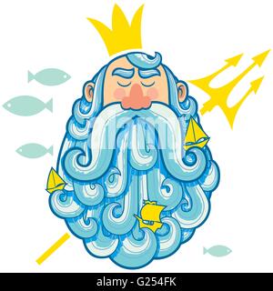 Illustration of sea god Neptune. Stock Vector