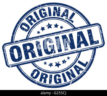 original blue grunge round vintage rubber stamp Stock Photo - Alamy
