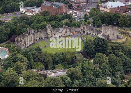 An aerial view of Dudley Castle, a ruined fortification in the West Midlands Stock Photo