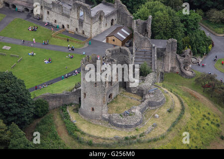 An aerial view of Dudley Castle, a ruined fortification in the West Midlands Stock Photo