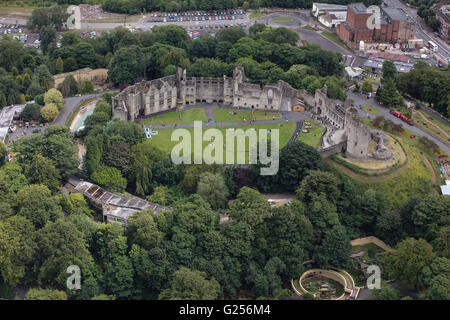 An aerial view of Dudley Castle, a ruined fortification in the West Midlands Stock Photo