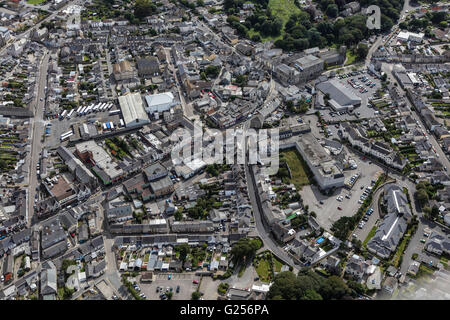 An aerial view of the town centre of Camborne, Cornwall Stock Photo