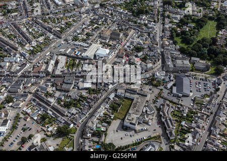 An aerial view of the town centre of Camborne, Cornwall Stock Photo