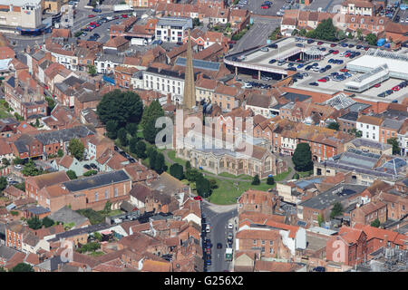 An aerial view of the town centre of Bridgwater around St Mary's Church in Somerset Stock Photo