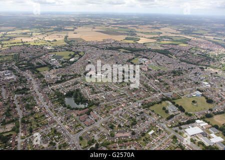 An aerial view of the South Ashford and Stanhope suburbs of Ashford, Kent Stock Photo