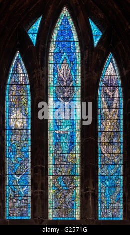 The Millennium Window on the North wall of the nave was unveiled on 3rd June, 1999. Stock Photo