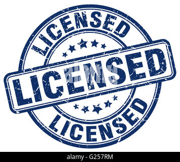 licensed blue round grunge vintage ribbon stamp Stock Photo - Alamy