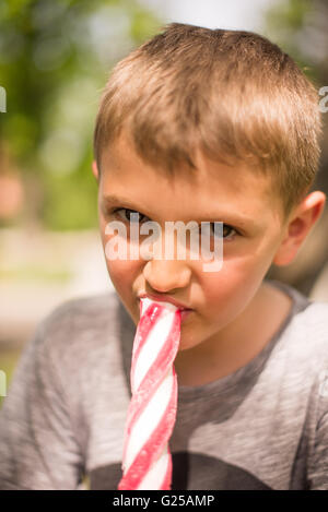 Boy eating ice-cream Stock Photo