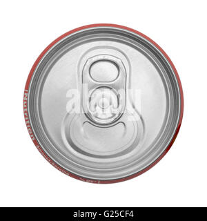 Top View Of Closed Soda Can Isolated on White Background. Stock Photo