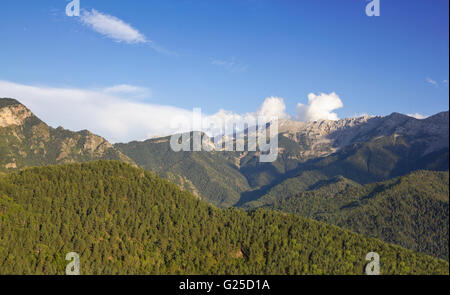 The Serra del Cadi is a mountain range in the north (Pre-Pyrenees) of Catalonia (Spain). Panoramic view from the cerdanya. Stock Photo