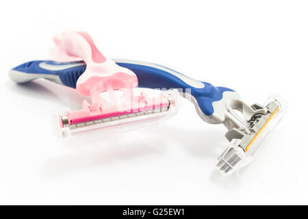 Female and  Male razor isolated on white. Stock Photo