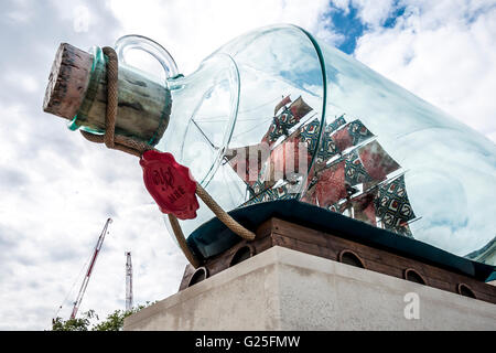 Nelson's Ship in a Bottle at the National Maritime Museum, Greenwich, London Stock Photo