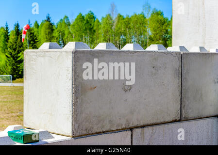Emmaboda, Sweden - May 13, 2016: Forest and tractor (Skog och traktor) fair. C3C massive concrete building blocks, here seen wit Stock Photo