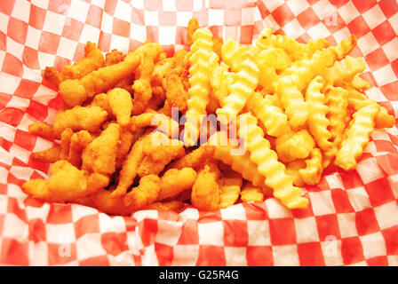 Fast Food Meal of Fried Clams and French Fries Stock Photo