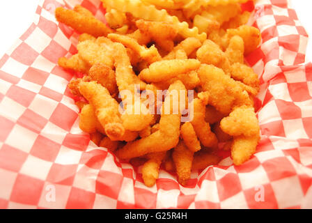 Fast Food Meal of Fried Clams and French Fries in the Background Stock Photo