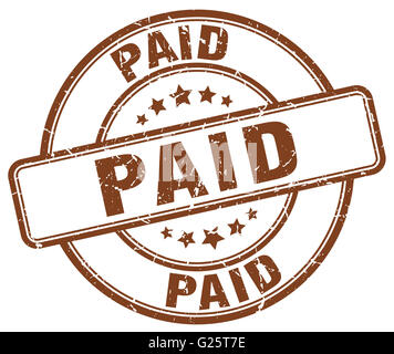 paid brown grunge round vintage rubber stamp Stock Photo - Alamy
