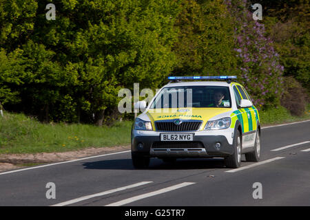 Emergency paramedic vehicle responding to call on A149 road in Norfolk. Stock Photo