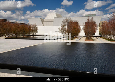Aga Khan Park in Spring with black ponds and museum Toronto Stock Photo
