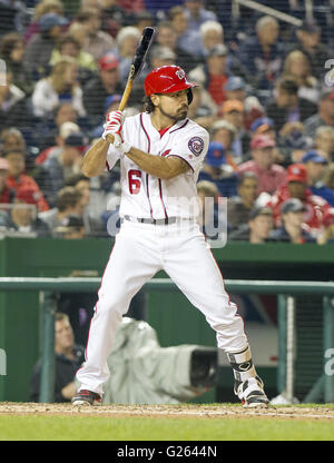 Chicago Cubs Javier Baez hits a ball flubbed by Washington Nationals third  baseman Anthony Rendon in the sixth inning of game 1 of the NLDS at  Nationals Park in Washington, D.C. on