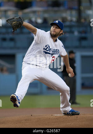 Los Angeles, CALIFORNIA, UNITED STATES OF AMERICA, USA. 23rd May, 2016. Clayton Kershaw #22 of the Los Angeles Dodgers during the game against the Cincinnati Reds at Dodgers Stadium on May 23, 2016. Clayton Kershaw won the game 1 to 0 and complete the game.ARMANDO ARORIZO © Armando Arorizo/Prensa Internacional/ZUMA Wire/Alamy Live News Stock Photo