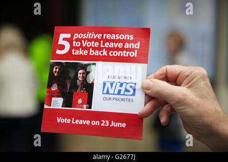 Sloane Square, London, UK 24 May 2016 - Vote Leave campaign leaflet Credit:  Dinendra Haria/Alamy Live News Stock Photo