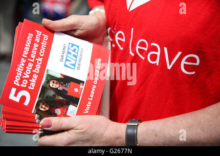 Sloane Square, London, UK 24 May 2016 - Vote Leave campaign leaflet Credit:  Dinendra Haria/Alamy Live News Stock Photo