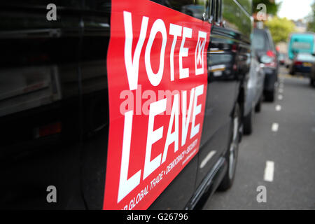 Sloane Square, London, UK 24 May 2016 - Vote Leave campaigners outside RHS Chelsea Flower Show Credit:  Dinendra Haria/Alamy Live News Stock Photo