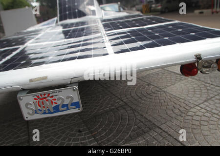 Thailand. 25th May, 2016. After joining on the World Solar Challenge 2015 race in Australia. Siam Technology College show the first innovative solar car STC-1 in Thailand during the press conference of World Environment Day. Credit:  Vichan Poti/Pacific Press/Alamy Live News Stock Photo