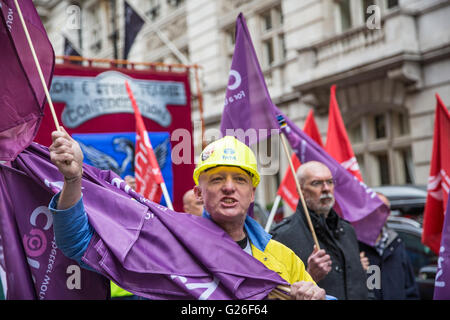 Hundreds of steel workers march through the streets in Motherwell in a ...