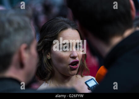 London, UK. 25th May 2016. Emilia Clarke attends the European film premiere of 'Me Before You' in Curzon Mayfair cinema in London. Credit:  Wiktor Szymanowicz/Alamy Live News Stock Photo