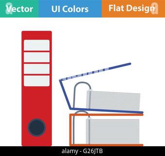 Flat design icon of Folders with clip in ui colors. Vector illustration. Stock Vector